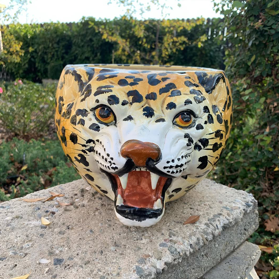 Fierce Leopard Sculpture Outdoor Planter