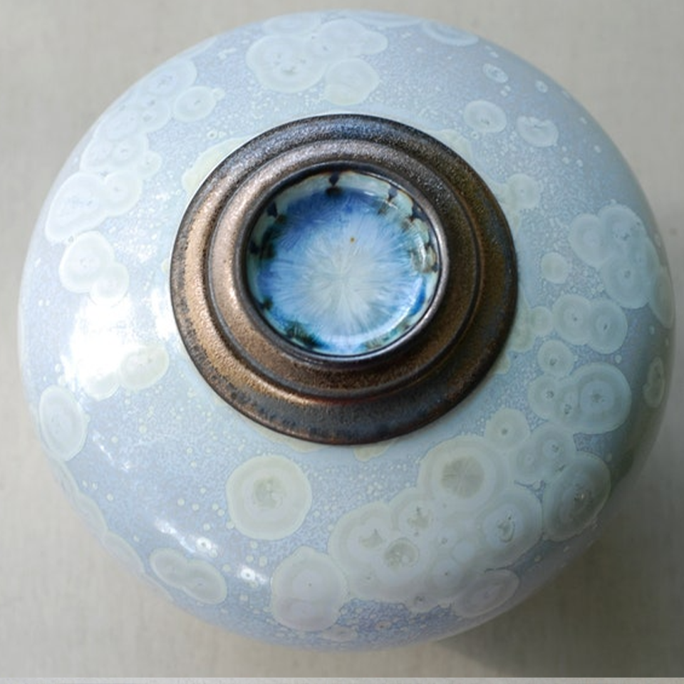 White Crystalline Glaze Ceramic Cremation Urn