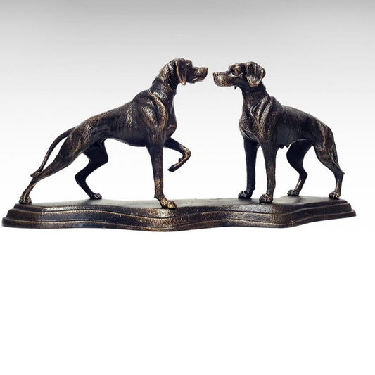 Bronze Dog Pointer Pair Sculpture