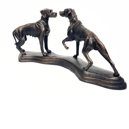 Bronze Dog Pointer Pair Sculpture