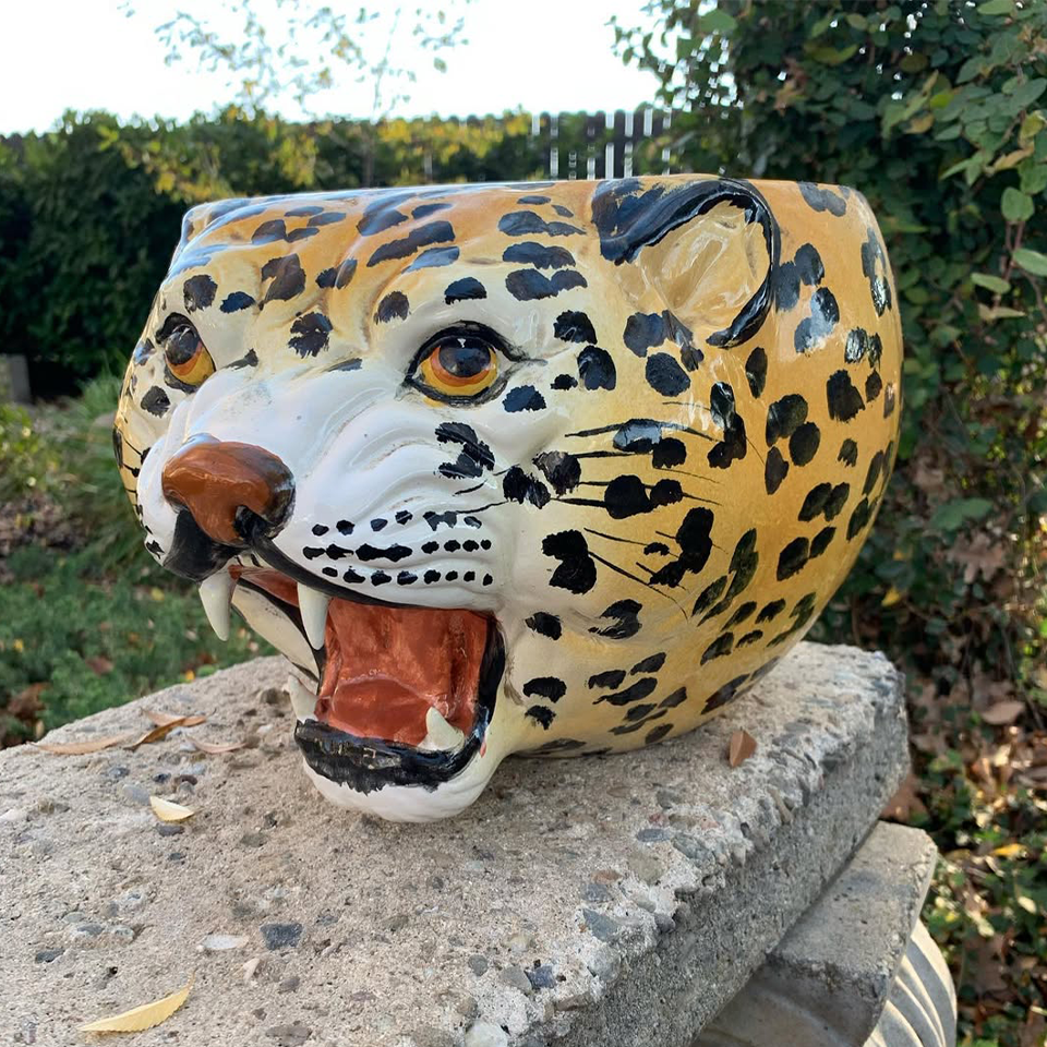Fierce Leopard Sculpture Outdoor Planter