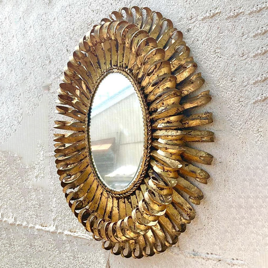 Vintage Gilt Metal Sunburst Mirror