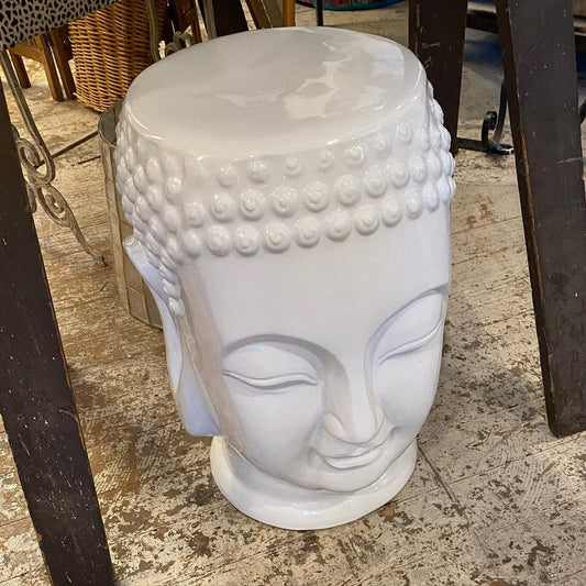 White Ceramic Buddha Head Stool