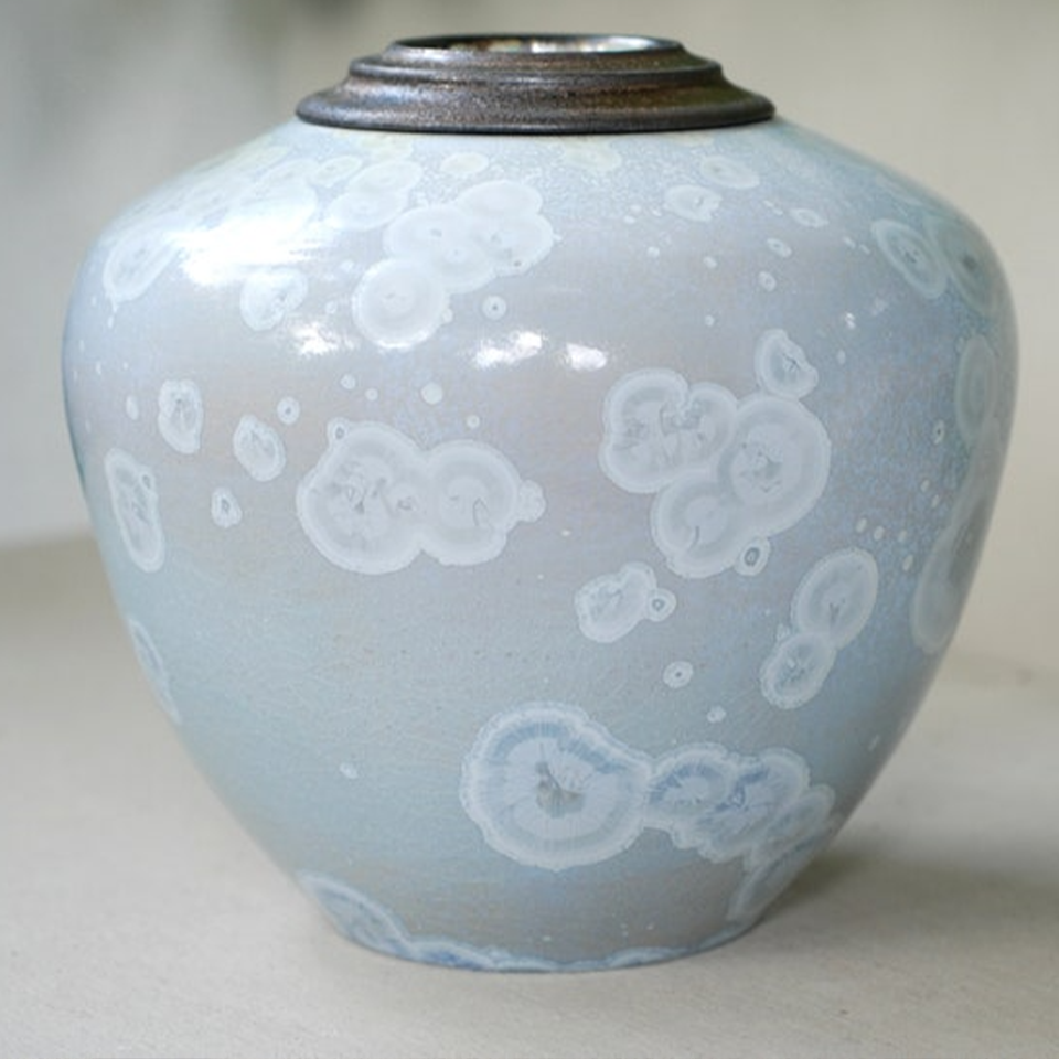 White Crystalline Glaze Ceramic Cremation Urn