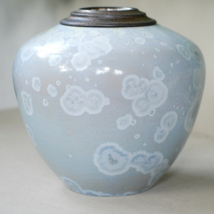White Crystalline Glaze Ceramic Cremation Urn